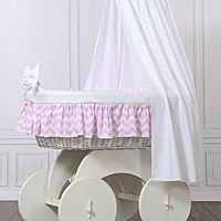 Moses baskets/Wicker crib with drape - big wheels